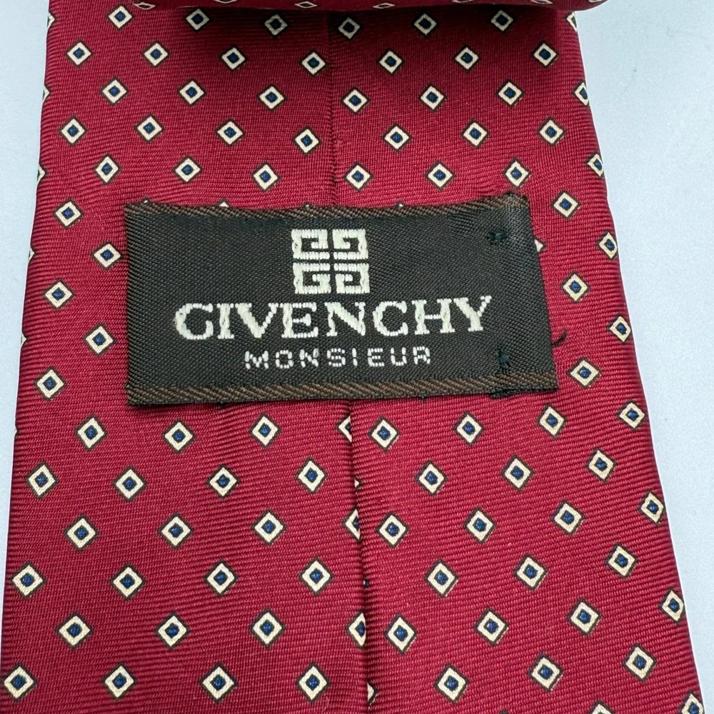 Givenchy Monsieur Burgundy Red Silk Print Necktie Men's‎ Dressy Italy Designer